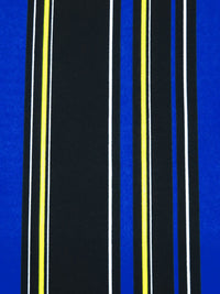Black/Rich Blue/White/Middle Yellow Polyester/Lycra Vertical Stripe Print Crepe Double Knit 56W