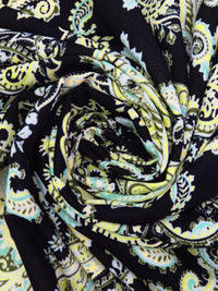 Limerick/Black/Caribbean Green/Multi Polyester/Lycra Large Paisley Print Crepe Double Knit 58W
