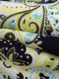 Limerick/Black/Caribbean Green/Multi Polyester/Lycra Large Paisley Print Crepe Double Knit 58W