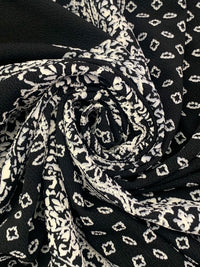Black/White/Light Slate Polyester/Lycra Large Single Border Ornate Puff Print Liverpool Double Knit 56W