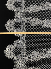 Black/White/Light Slate Polyester/Lycra Large Single Border Ornate Puff Print Liverpool Double Knit 56W