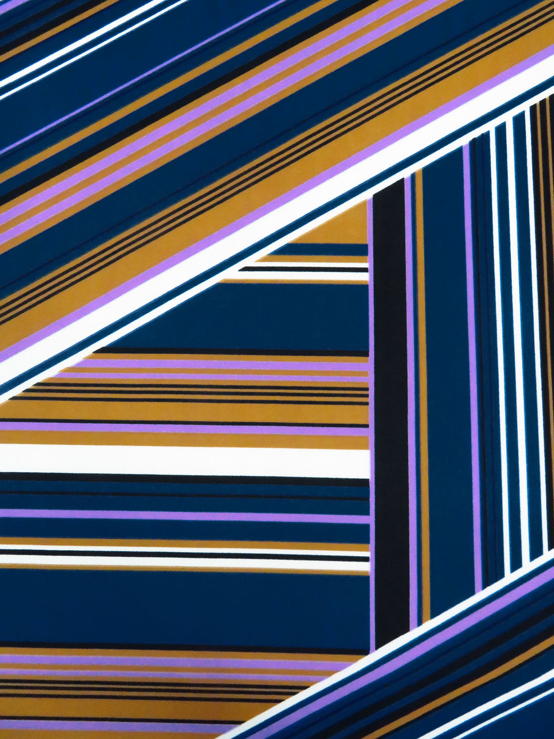 Oxford Blue/Dark Goldenrod/Black/Multi Polyester/Lycra  Large Overlapping Stripe Double Border Print Crepe Double Knit 58W