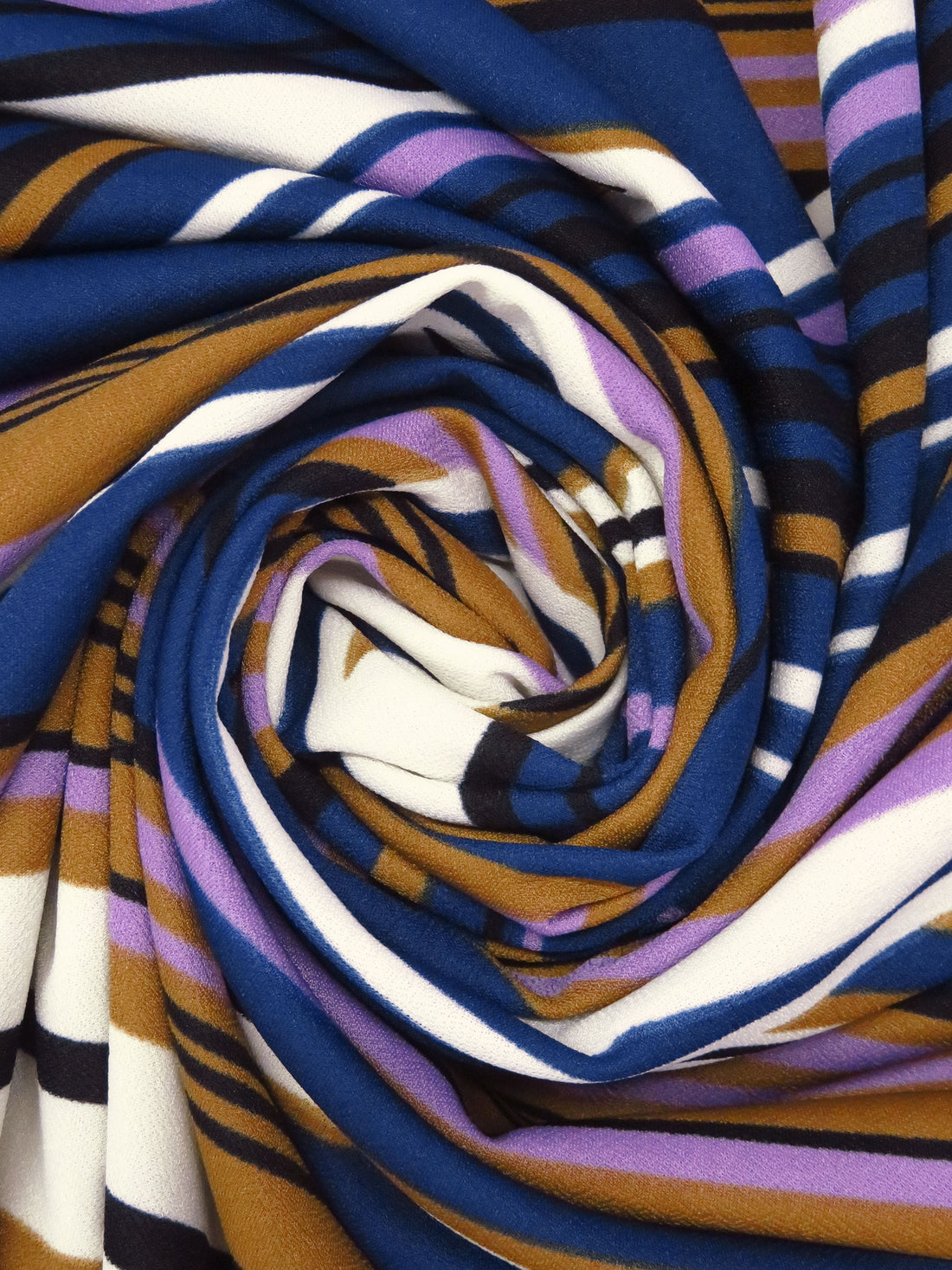 Oxford Blue/Dark Goldenrod/Black/Multi Polyester/Lycra  Large Overlapping Stripe Double Border Print Crepe Double Knit 58W