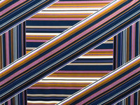 Oxford Blue/Dark Goldenrod/Black/Multi Polyester/Lycra  Large Overlapping Stripe Double Border Print Crepe Double Knit 58W
