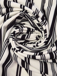 Old Lace/Black Polyester/Lycra Stripe Print Crepe Double Knit 54W