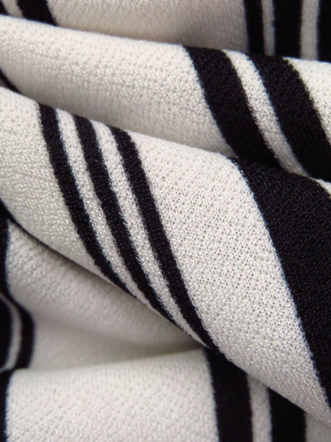 Old Lace/Black Polyester/Lycra Stripe Print Crepe Double Knit 54W