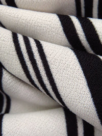 Old Lace/Black Polyester/Lycra Stripe Print Crepe Double Knit 54W