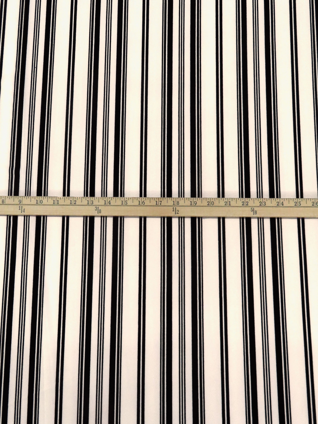 Old Lace/Black Polyester/Lycra Stripe Print Crepe Double Knit 54W