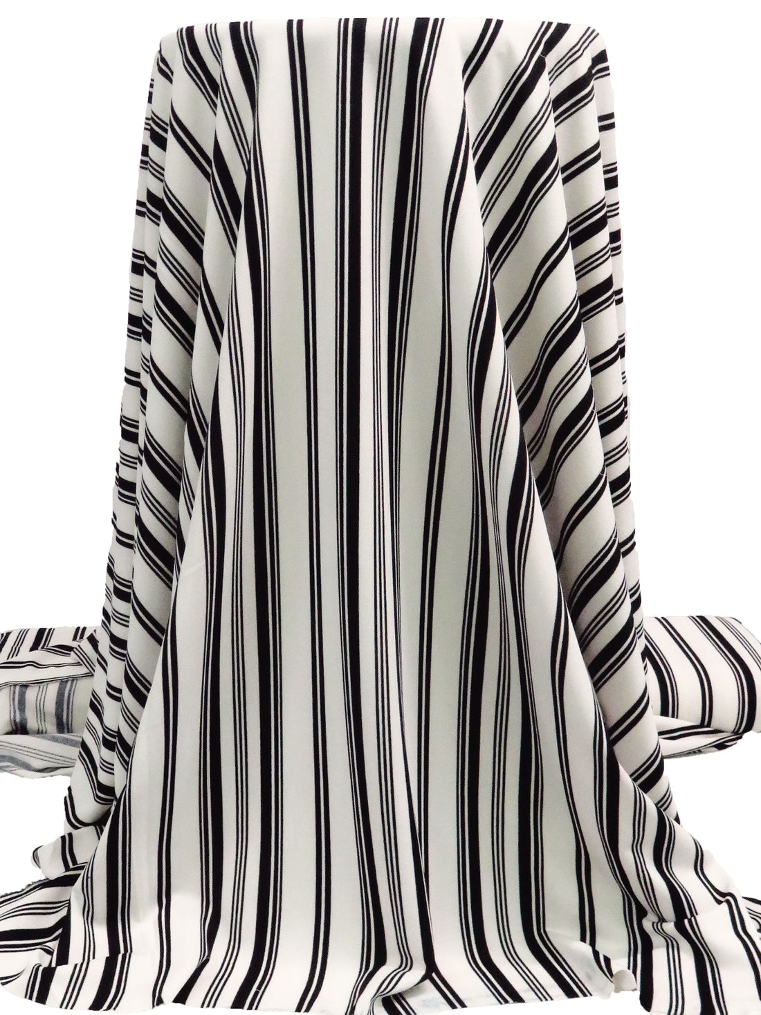 Old Lace/Black Polyester/Lycra Stripe Print Crepe Double Knit 54W