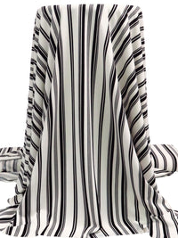 Old Lace/Black Polyester/Lycra Stripe Print Crepe Double Knit 54W