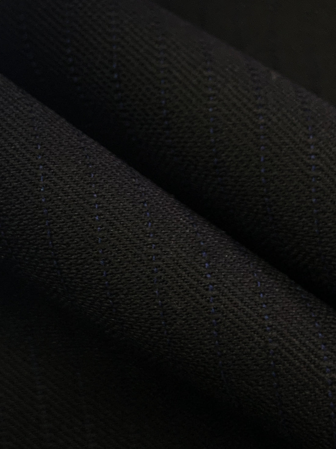 Black/Dark Blue Polyester/Wool Vertical Stripe Twill Suiting - Imported From Italy - 58W