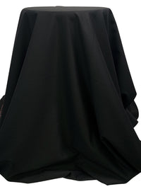 Black/Dark Blue Polyester/Wool Vertical Stripe Twill Suiting - Imported From Italy - 58W