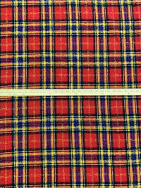 Red/Blue/Yellow/Black Wool/Polyester Tartan Plaid Coating - NY Designer - 58W