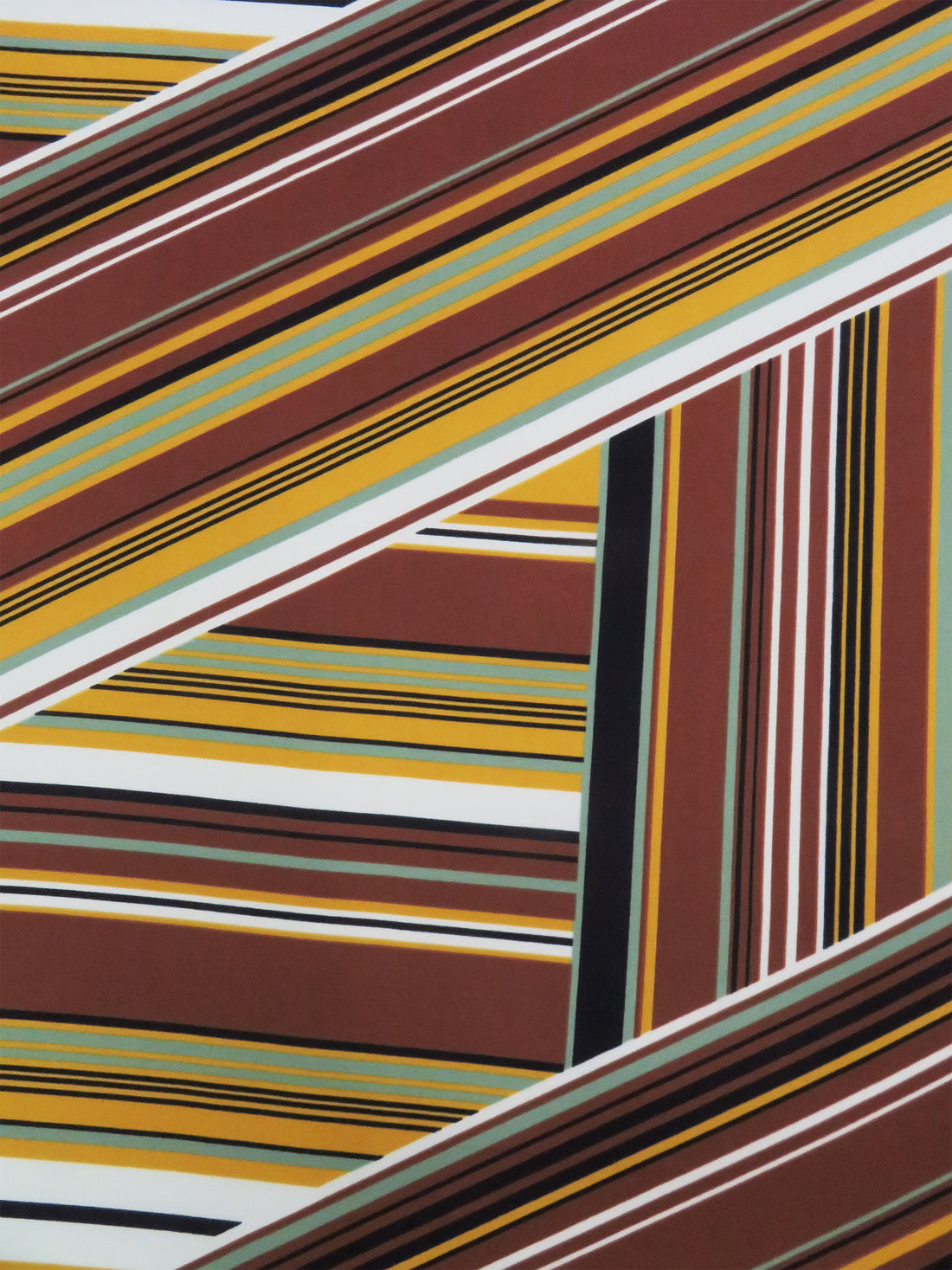 Chocolate/Dark Marigold/Sage/Multi Polyester/Lycra Large Overlapping Stripe Double Border Print Crepe Double Knit 58W