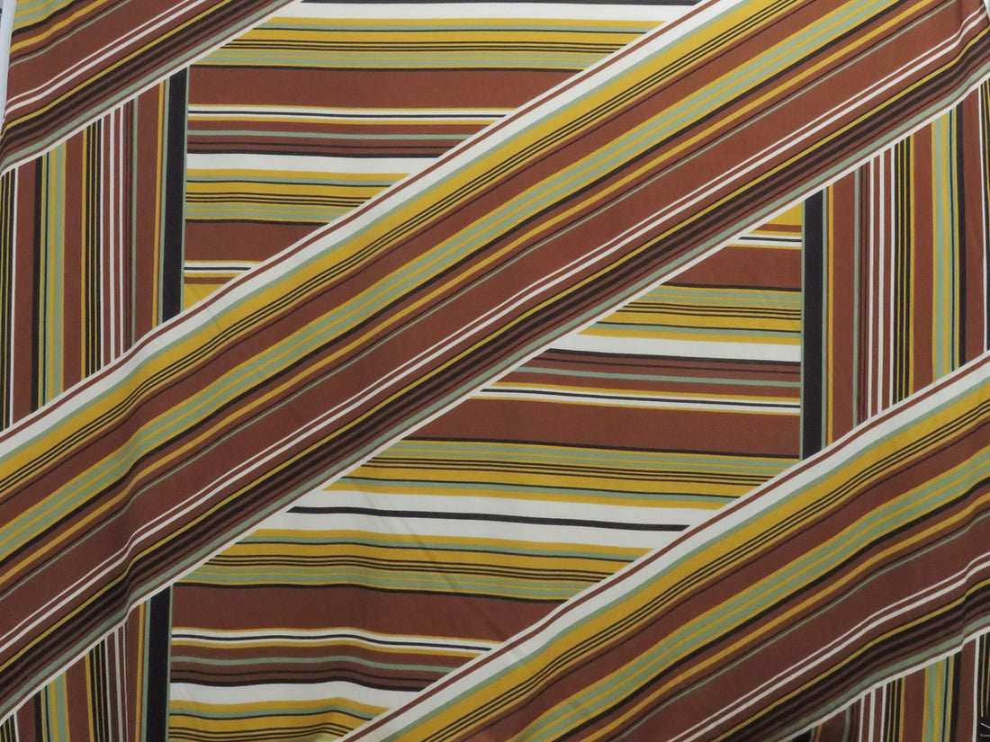 Chocolate/Dark Marigold/Sage/Multi Polyester/Lycra Large Overlapping Stripe Double Border Print Crepe Double Knit 58W