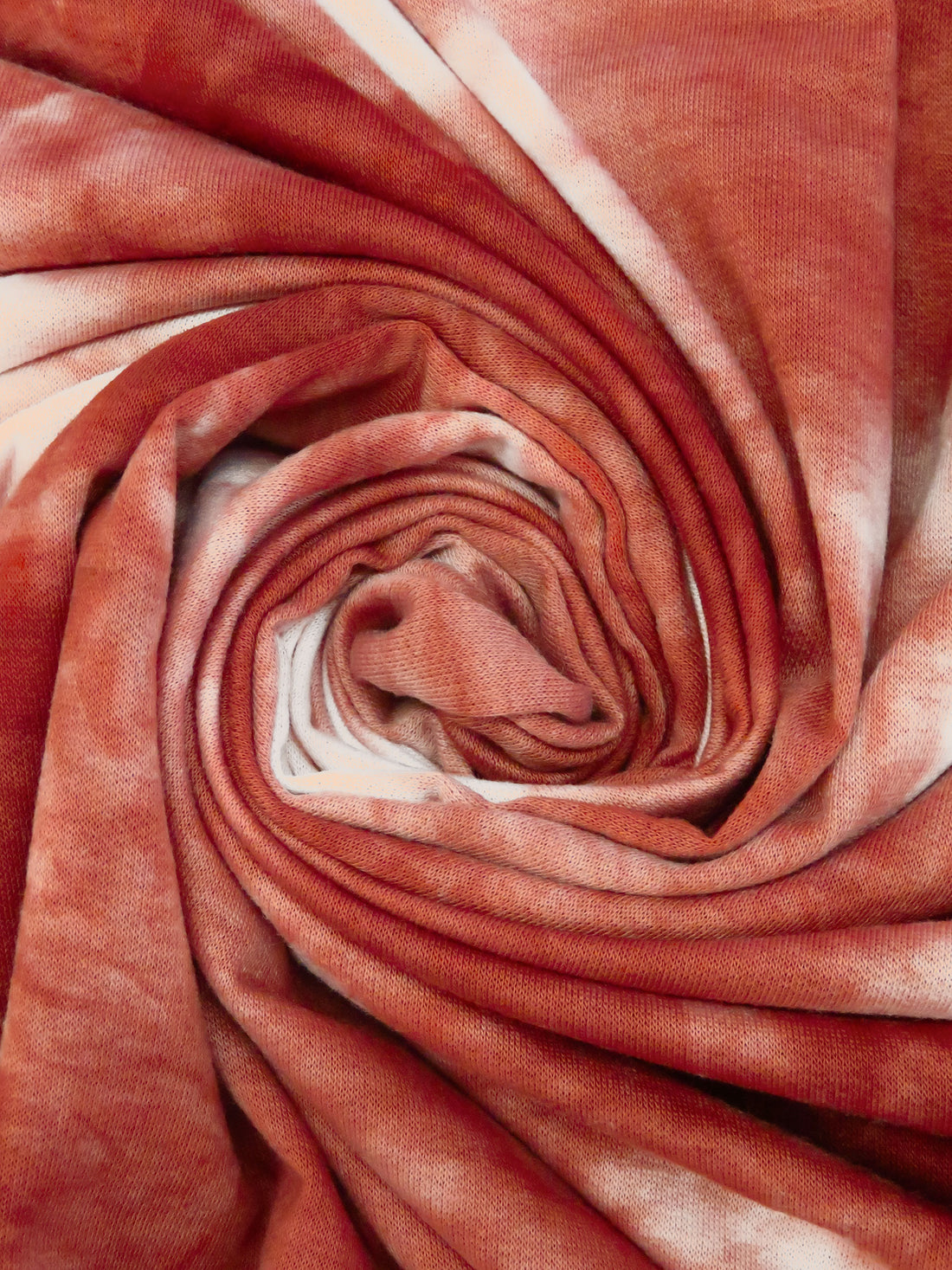 Vivid Auburn/White Polyester/Rayon/Lycra Tie-Dye Print French Terry Knit 60W
