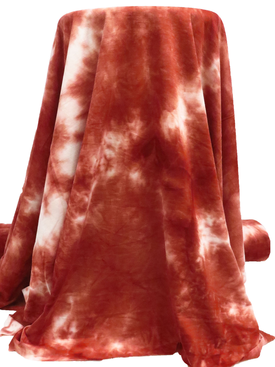 Vivid Auburn/White Polyester/Rayon/Lycra Tie-Dye Print French Terry Knit 60W