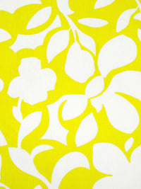 Lemon/White Polyester/Lycra Folk Floral Print Liverpool Double Knit 56W