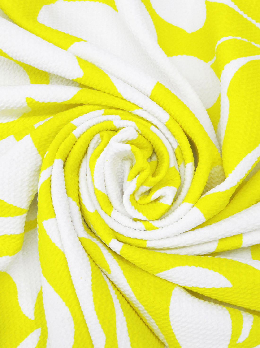 Lemon/White Polyester/Lycra Folk Floral Print Liverpool Double Knit 56W