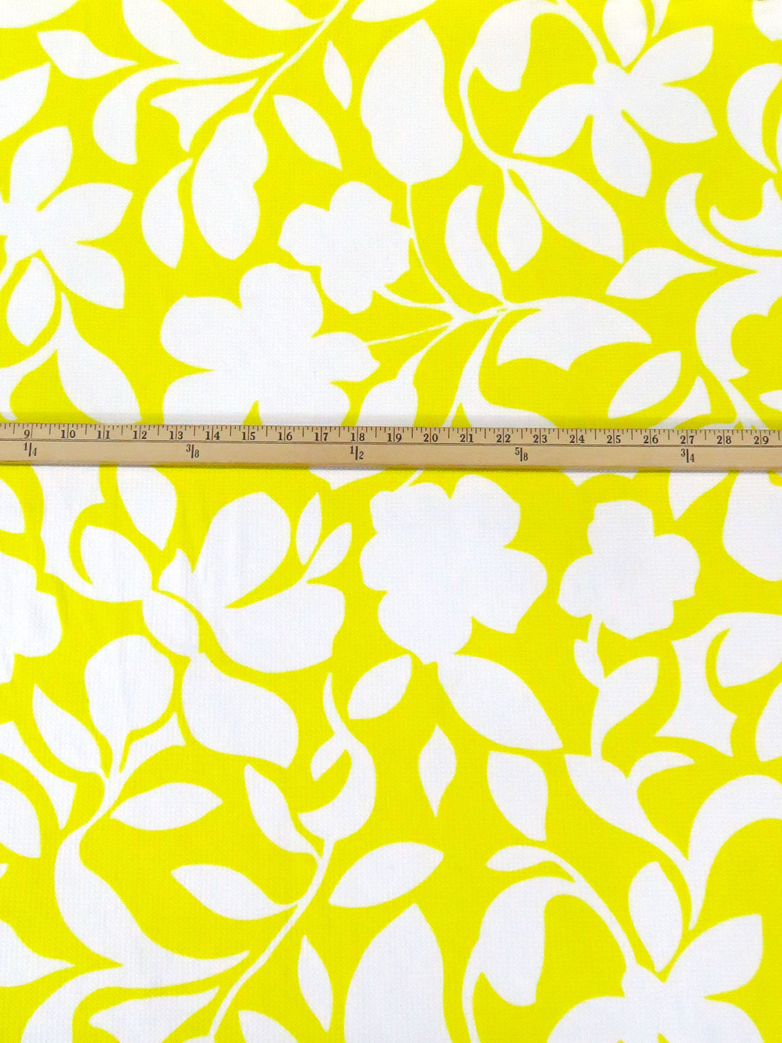 Lemon/White Polyester/Lycra Folk Floral Print Liverpool Double Knit 56W