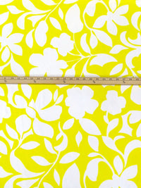 Lemon/White Polyester/Lycra Folk Floral Print Liverpool Double Knit 56W