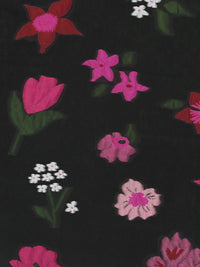 Black/Dark Maroon/Tree Peony/Multi 100% Polyester Florals Burnout Jacquard Organza - NY Designer - 56W