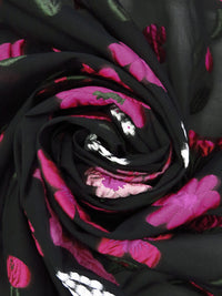 Black/Dark Maroon/Tree Peony/Multi 100% Polyester Florals Burnout Jacquard Organza - NY Designer - 56W