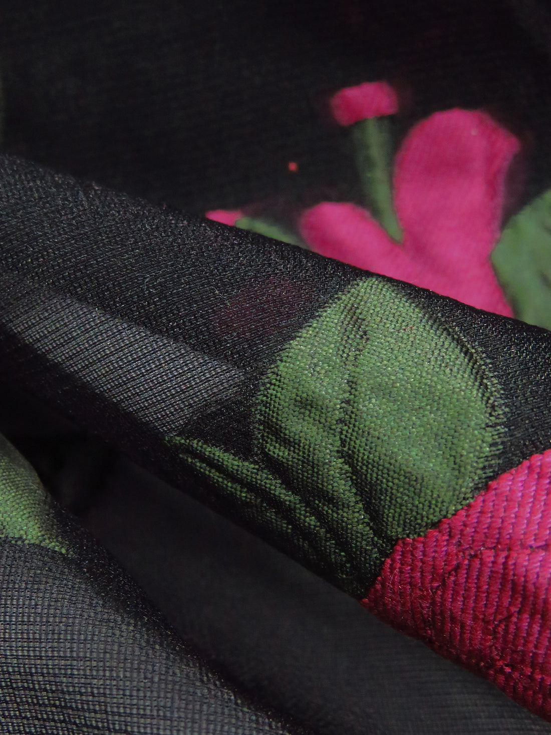 Black/Dark Maroon/Tree Peony/Multi 100% Polyester Florals Burnout Jacquard Organza - NY Designer - 56W
