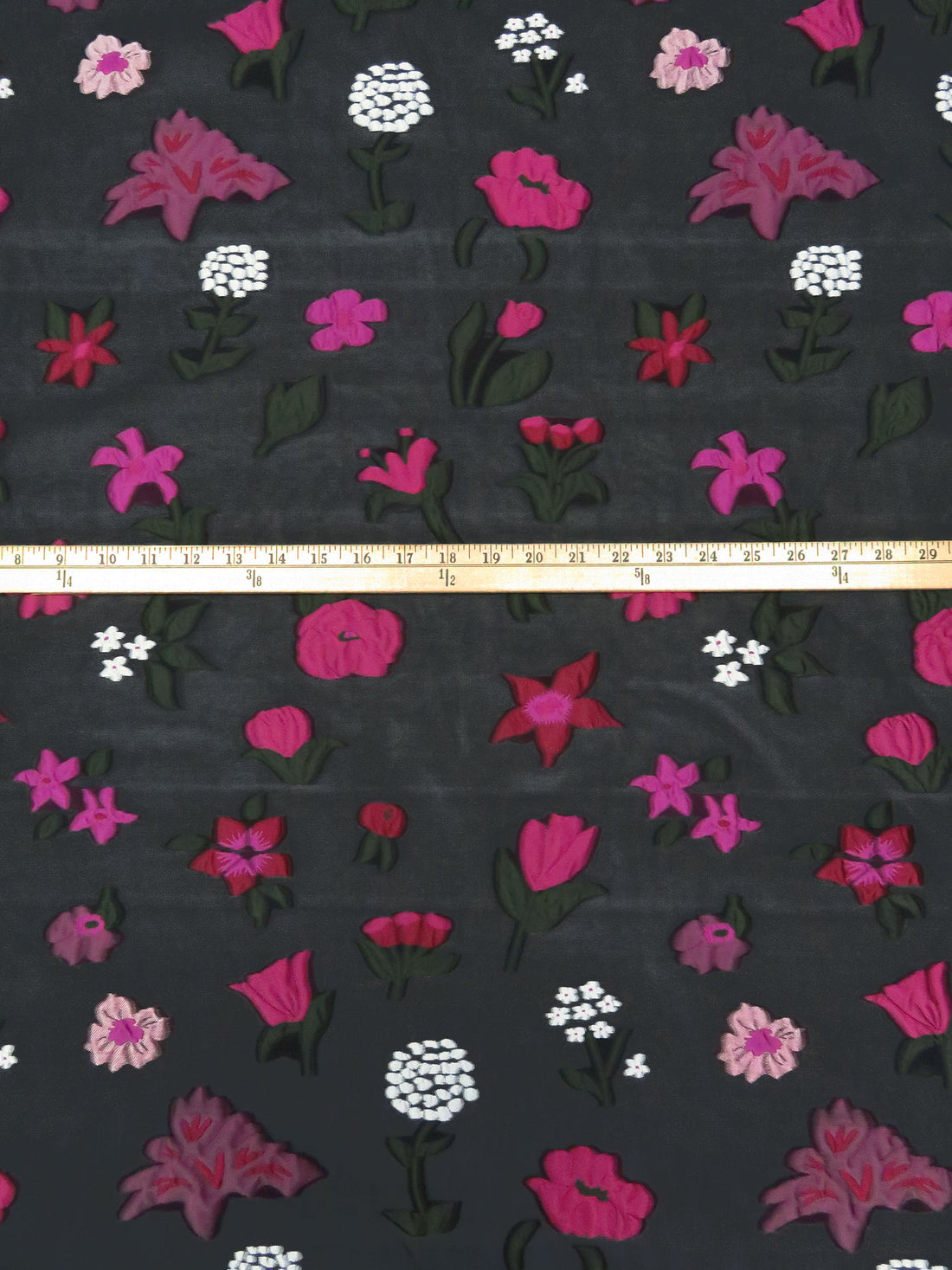 Black/Dark Maroon/Tree Peony/Multi 100% Polyester Florals Burnout Jacquard Organza - NY Designer - 56W