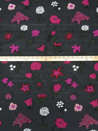 Black/Dark Maroon/Tree Peony/Multi 100% Polyester Florals Burnout Jacquard Organza - NY Designer - 56W