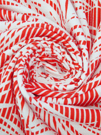 Cinnabar/White Polyester/Lycra Palm Leaf On Vertical Stripe Print Liverpool Knit 56W