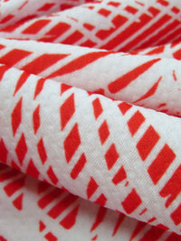 Cinnabar/White Polyester/Lycra Palm Leaf On Vertical Stripe Print Liverpool Knit 56W