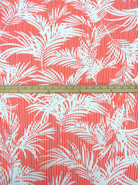 Cinnabar/White Polyester/Lycra Palm Leaf On Vertical Stripe Print Liverpool Knit 56W