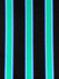 Sea Green/Black/True Blue/White Polyester/Lycra Vertical Stripe Print Crepe Double Knit 58W