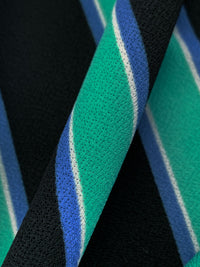 Sea Green/Black/True Blue/White Polyester/Lycra Vertical Stripe Print Crepe Double Knit 58W