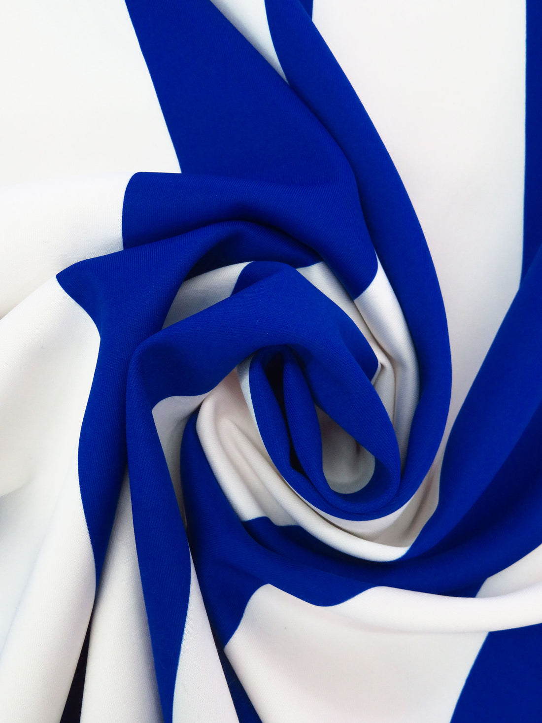 Imperial Blue/White Polyester/Lycra Vertical Stripe Print Scuba Knit 58W