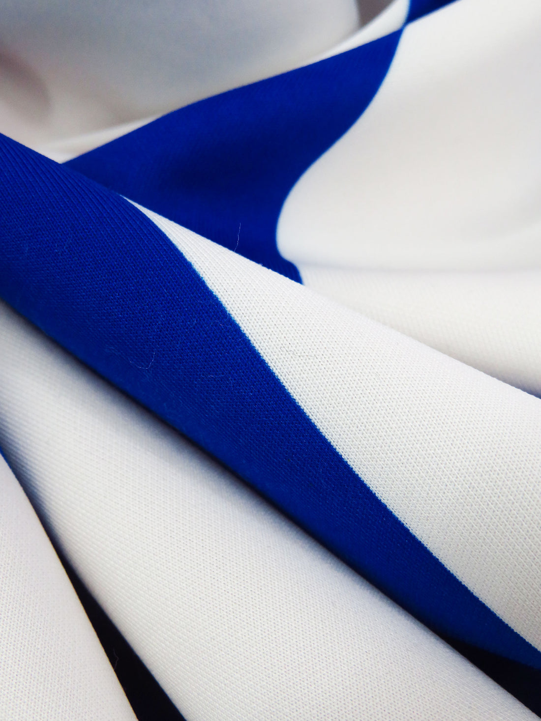 Imperial Blue/White Polyester/Lycra Vertical Stripe Print Scuba Knit 58W