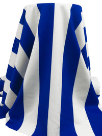 Imperial Blue/White Polyester/Lycra Vertical Stripe Print Scuba Knit 58W
