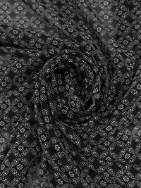 Black/White 100% Polyester Small Floral Medallion Print Georgette 56W
