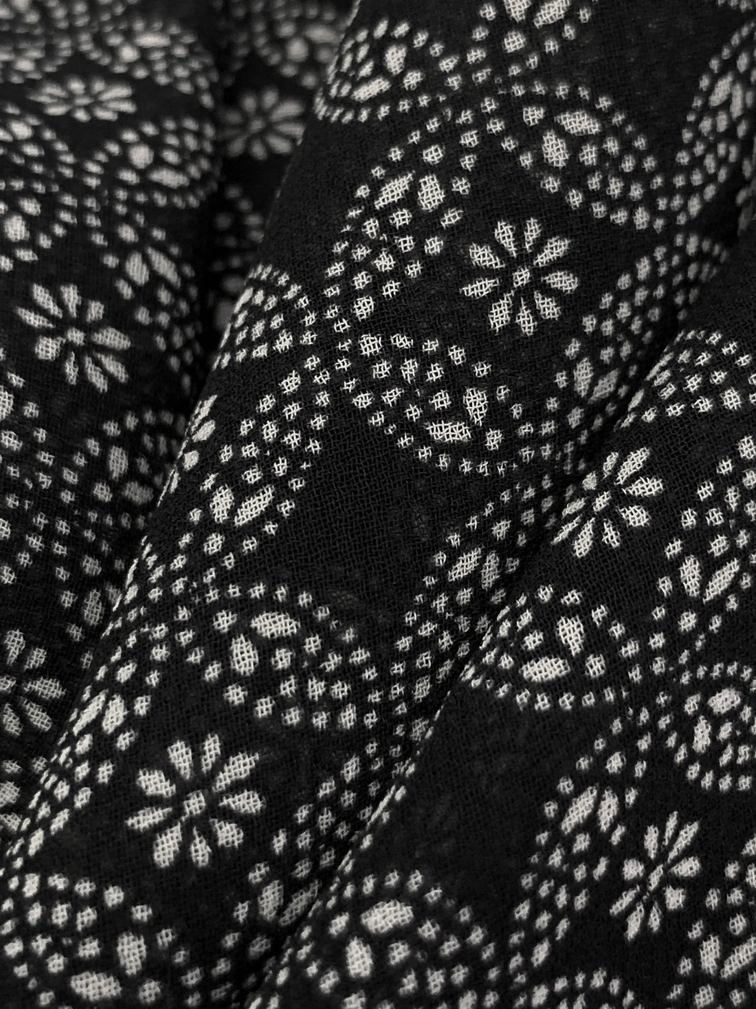 Black/White 100% Polyester Small Floral Medallion Print Georgette 56W