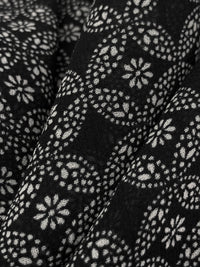 Black/White 100% Polyester Small Floral Medallion Print Georgette 56W