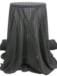 Black/White 100% Polyester Small Floral Medallion Print Georgette 56W