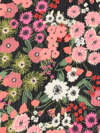 Salmon Rose/Off-White/Black/Multi 100% Polyester Floral Print Crinkle Chiffon 56W