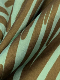 Light Sea Green/Coffee Brown 100% Polyester Abstract Print Charmeuse 56W