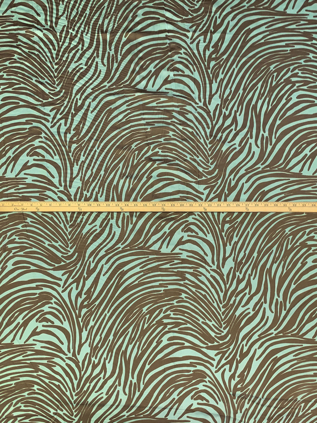 Light Sea Green/Coffee Brown 100% Polyester Abstract Print Charmeuse 56W
