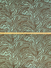 Light Sea Green/Coffee Brown 100% Polyester Abstract Print Charmeuse 56W