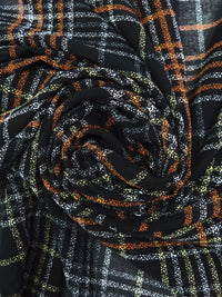 Black/Pumpkin/White/Flax 100% Polyester Plaid Print Georgette 56W
