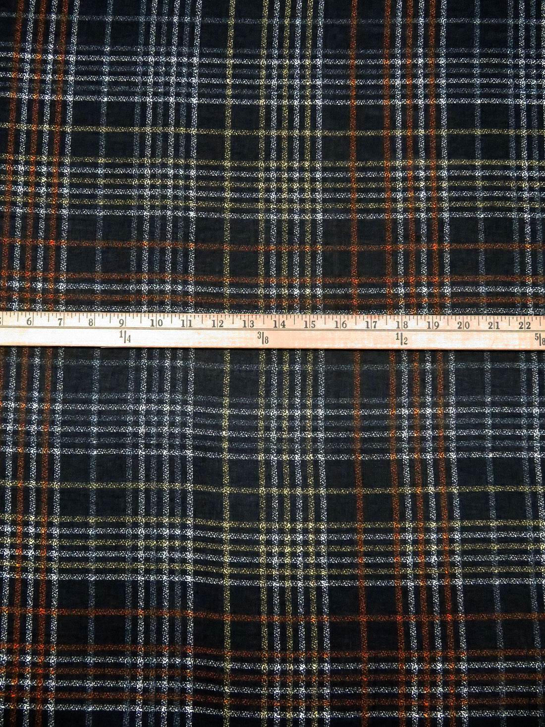 Black/Pumpkin/White/Flax 100% Polyester Plaid Print Georgette 56W