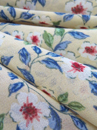 Wheat/White/Queen Blue/Multi 100% Polyester Floral Vine Print Georgette 56W