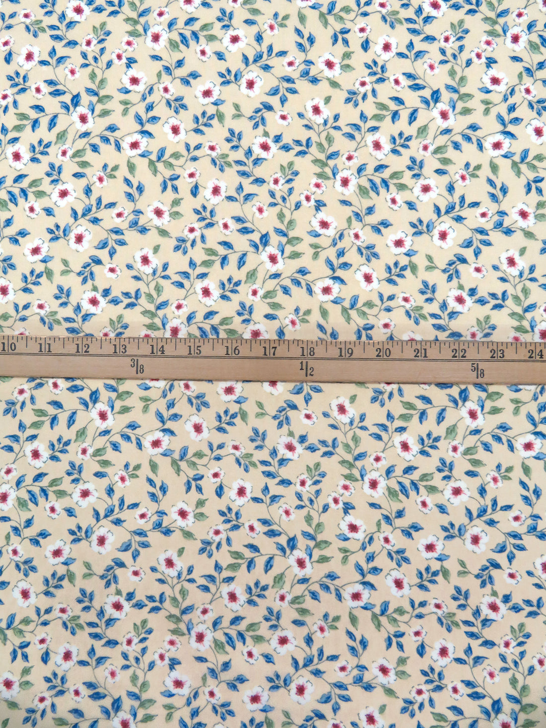 Wheat/White/Queen Blue/Multi 100% Polyester Floral Vine Print Georgette 56W